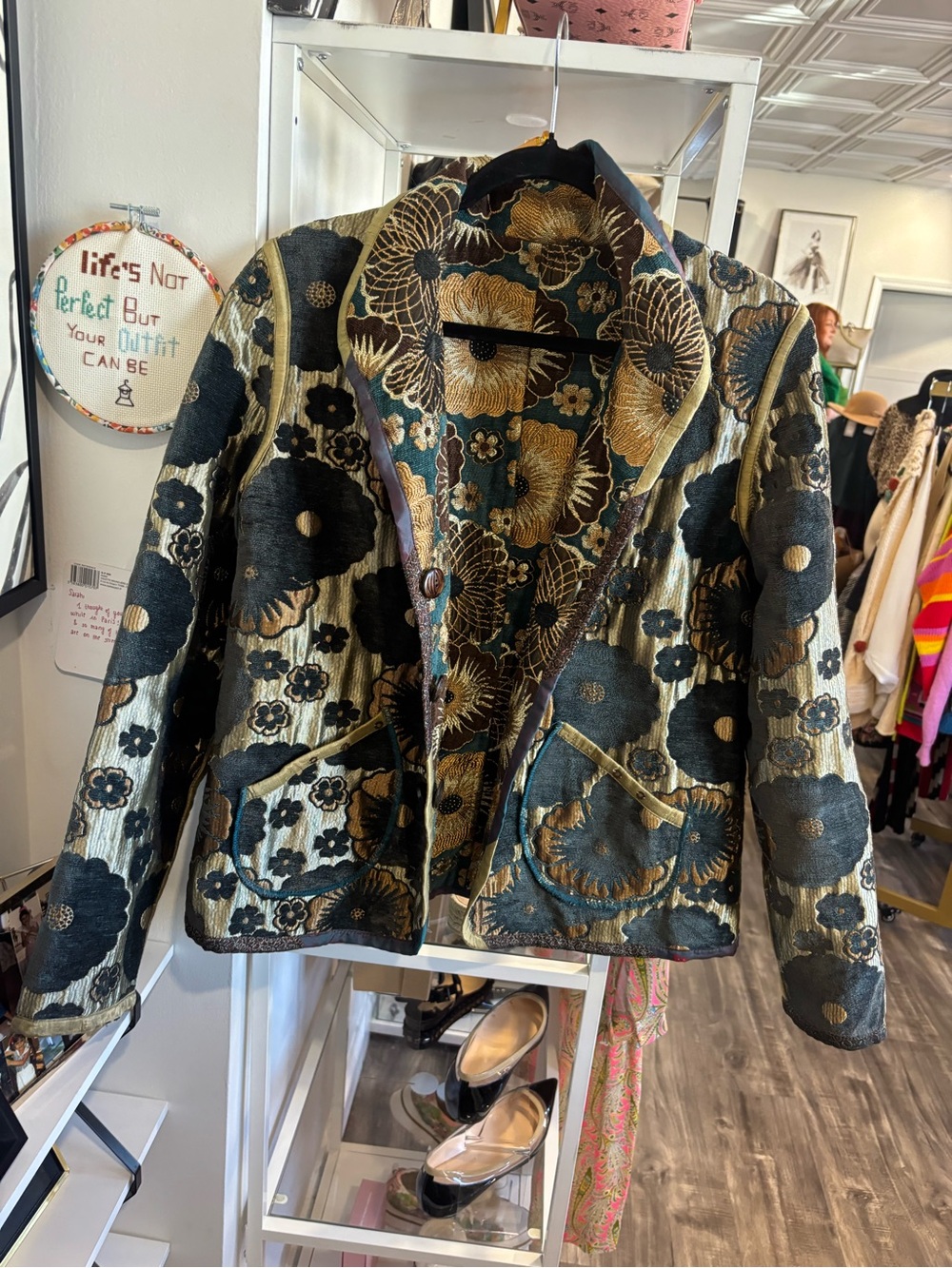 Vintage Reversible Woven Floral Brocade Jacket